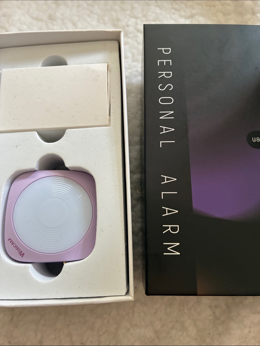 Personal Alarm - Portable Personal Safety Device (Black/Purple Accent)